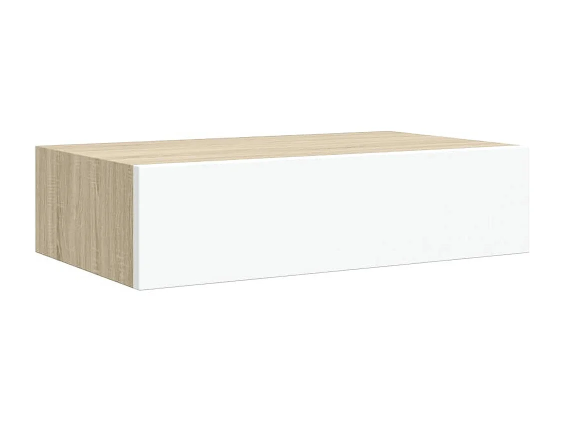 Étagères à tiroir murales 2 pcs Chêne et blanc 40x23,5x10cm MDF