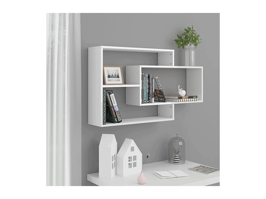 Mensole da parete bianco lucido 104x20x58,5 cm in legno composito