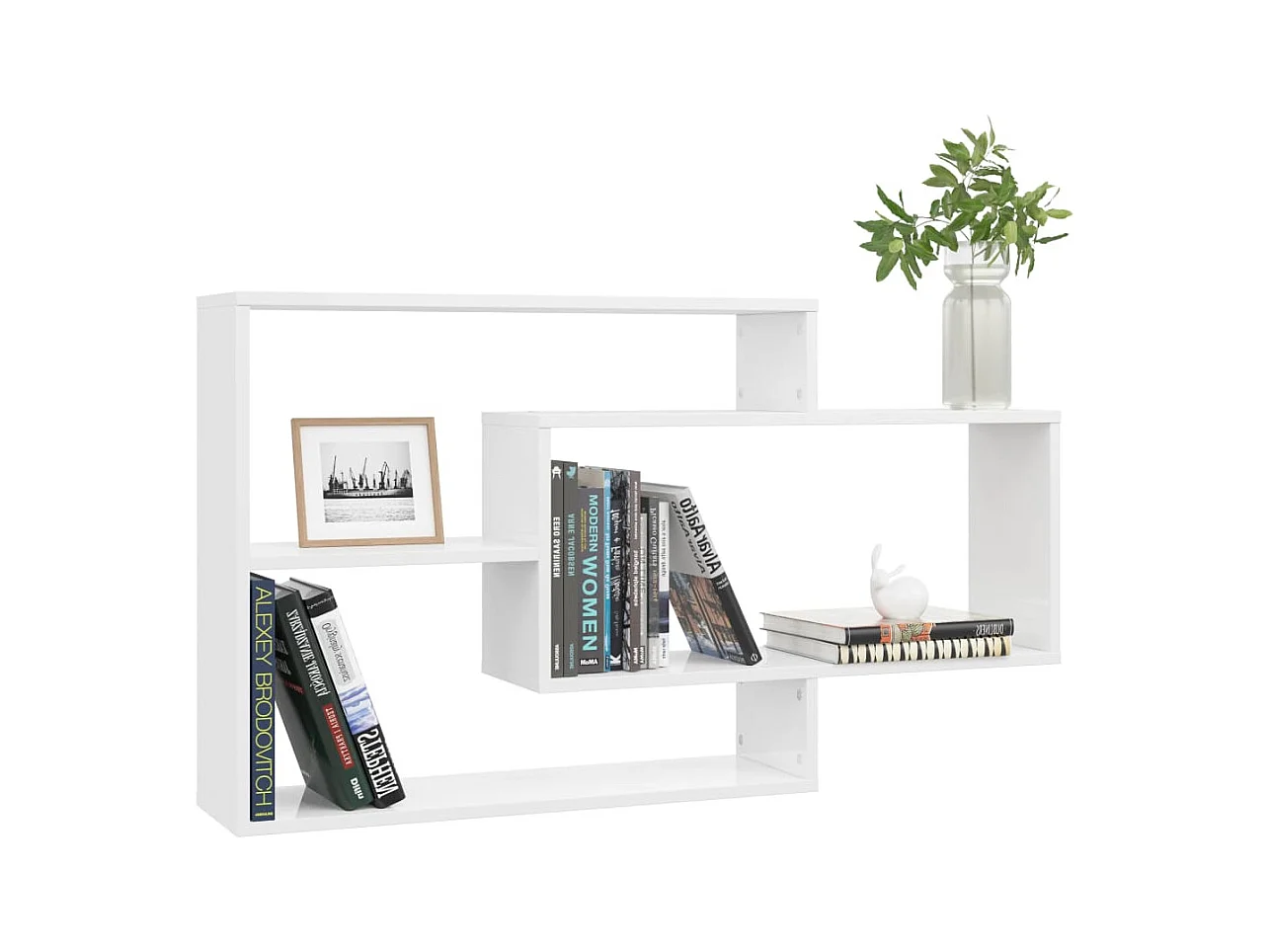 Mensole da parete bianco lucido 104x20x58,5 cm in legno composito