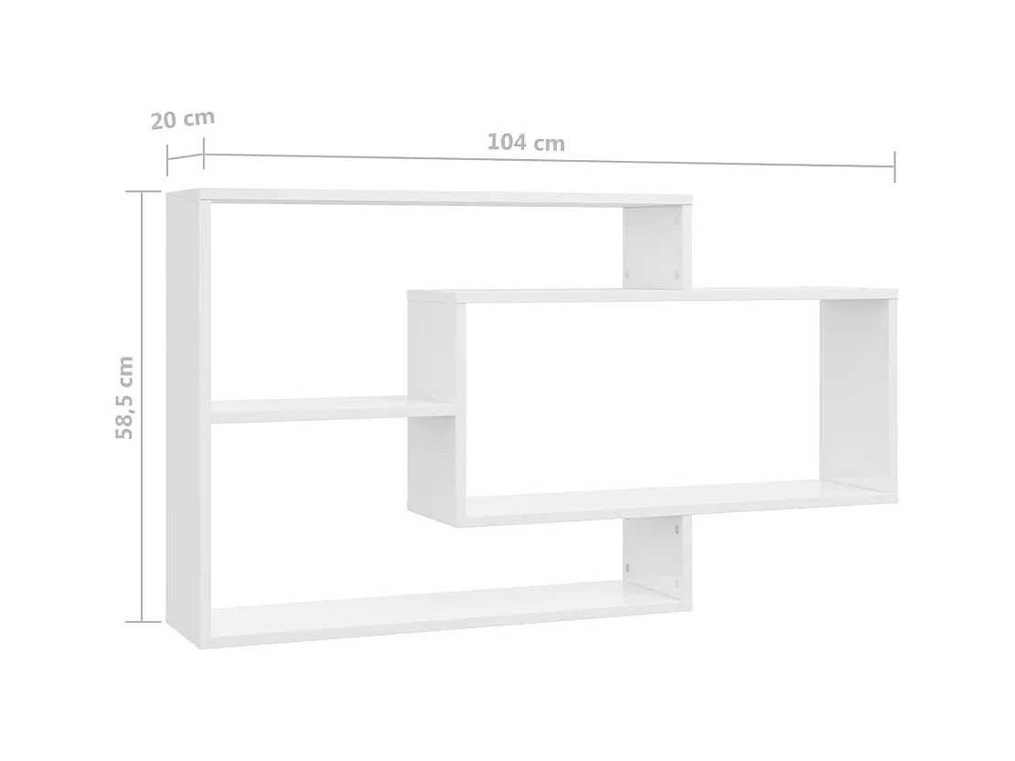 Mensole da parete bianco lucido 104x20x58,5 cm in legno composito