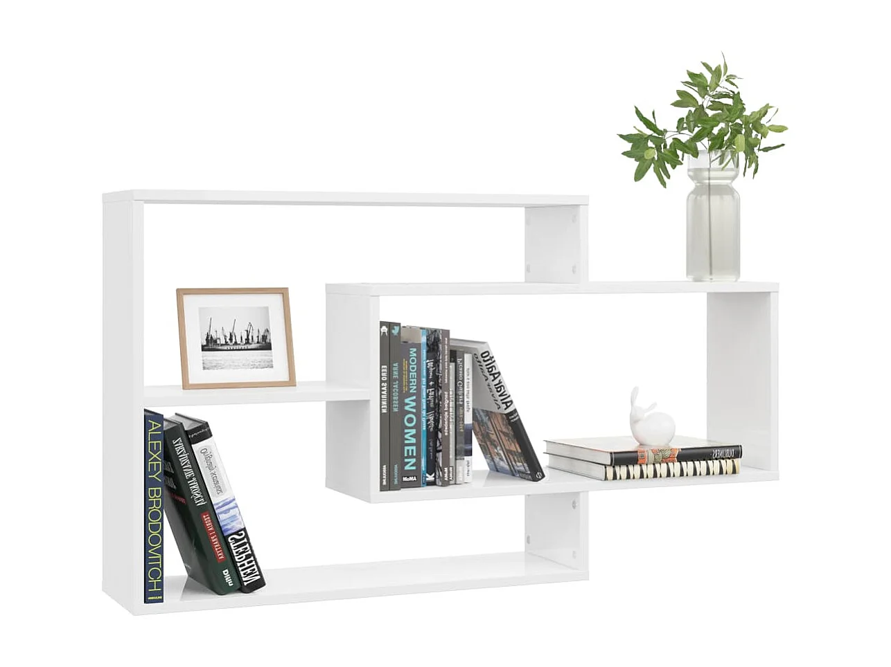 Étagères murales blanc brillant 104x20x58,5 cm bois ingénierie