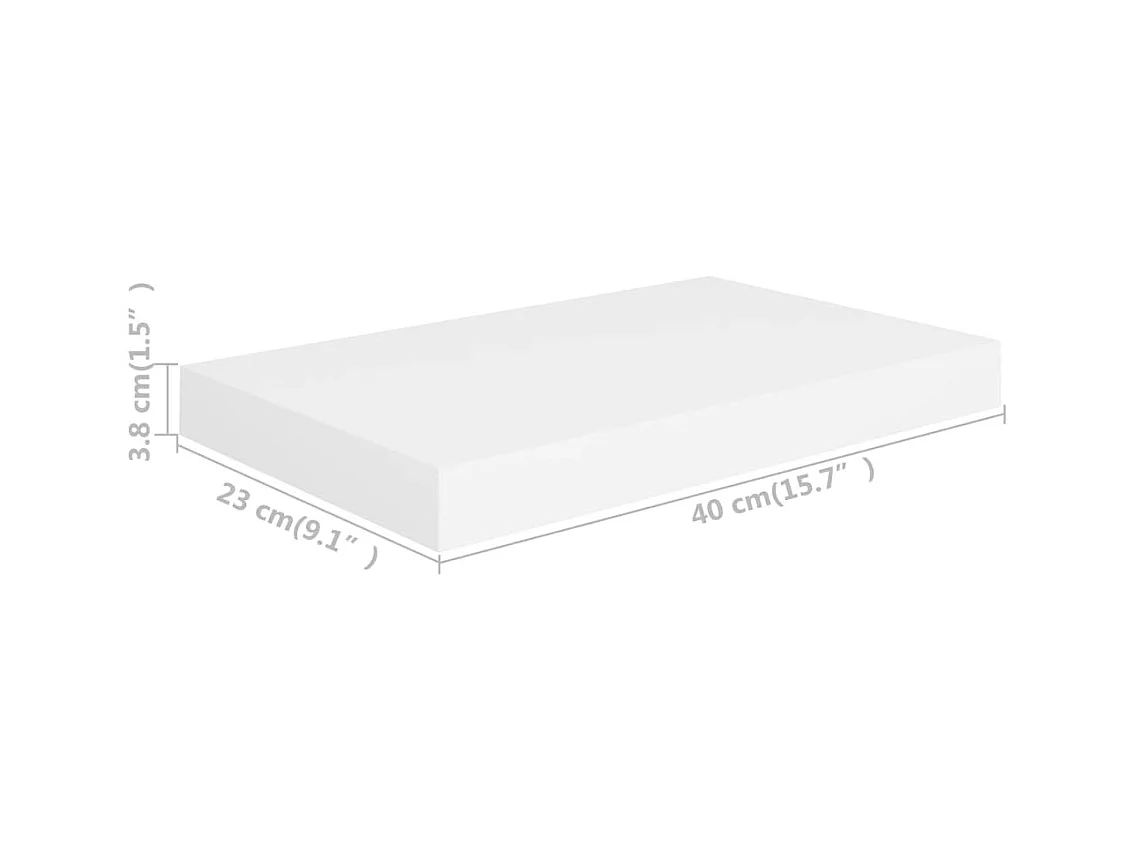 Mensole da parete sospese 4 pezzi bianche 40x23x3,8 cm MDF