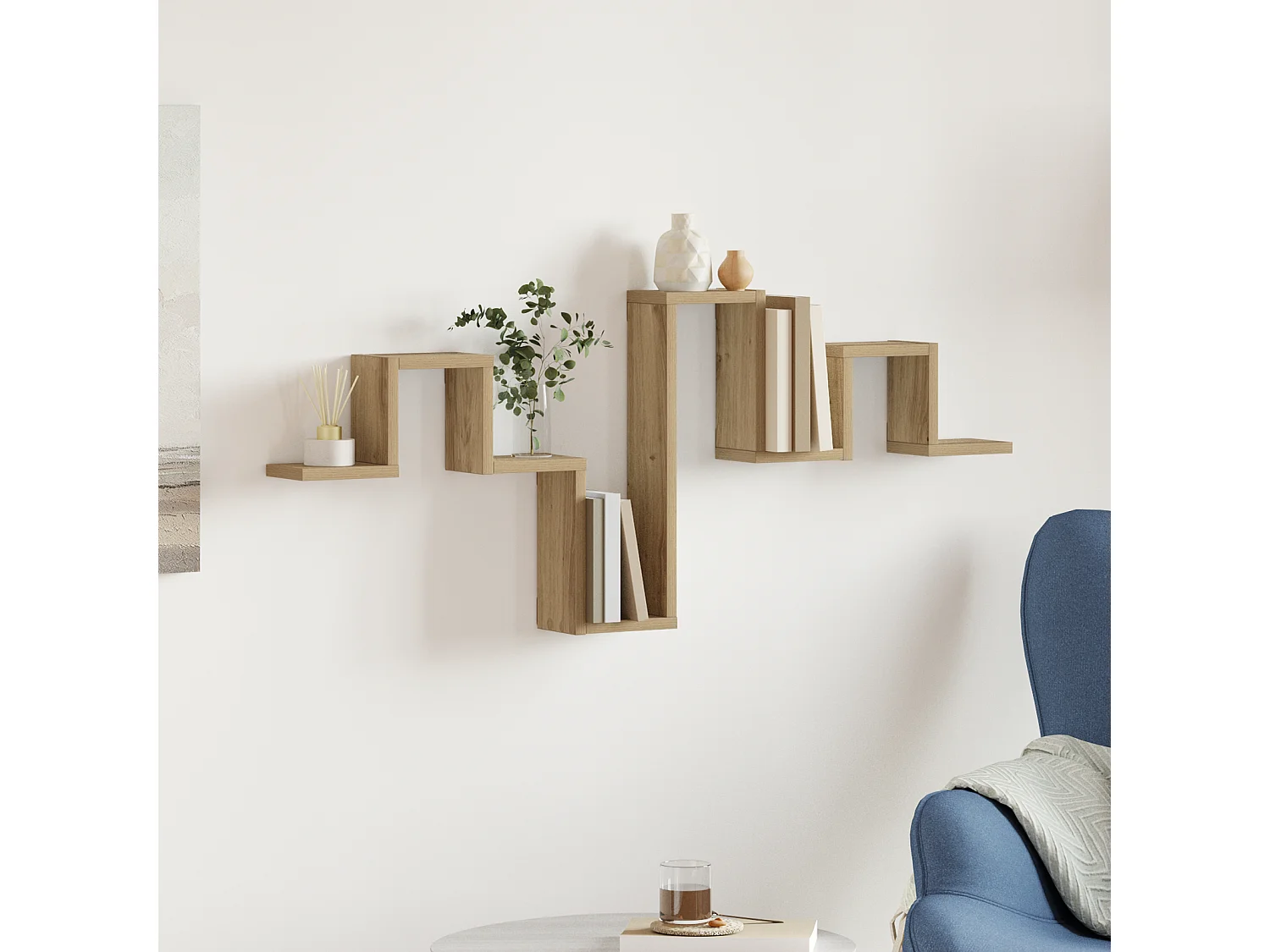 Étagère murale en chêne artisan de 104,5x10x43 cm en bois d'ingénierie