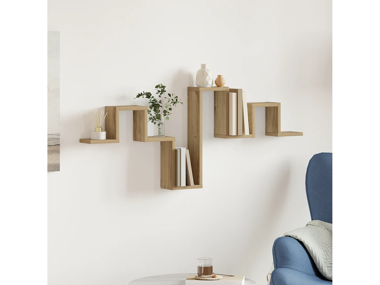 Étagère murale en chêne artisan de 104,5x10x43 cm en bois d'ingénierie