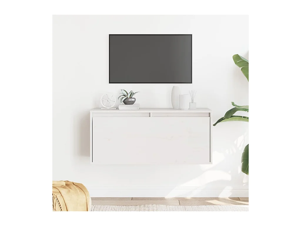 Pensile Bianco 80x30x35 cm Legno massello di pino