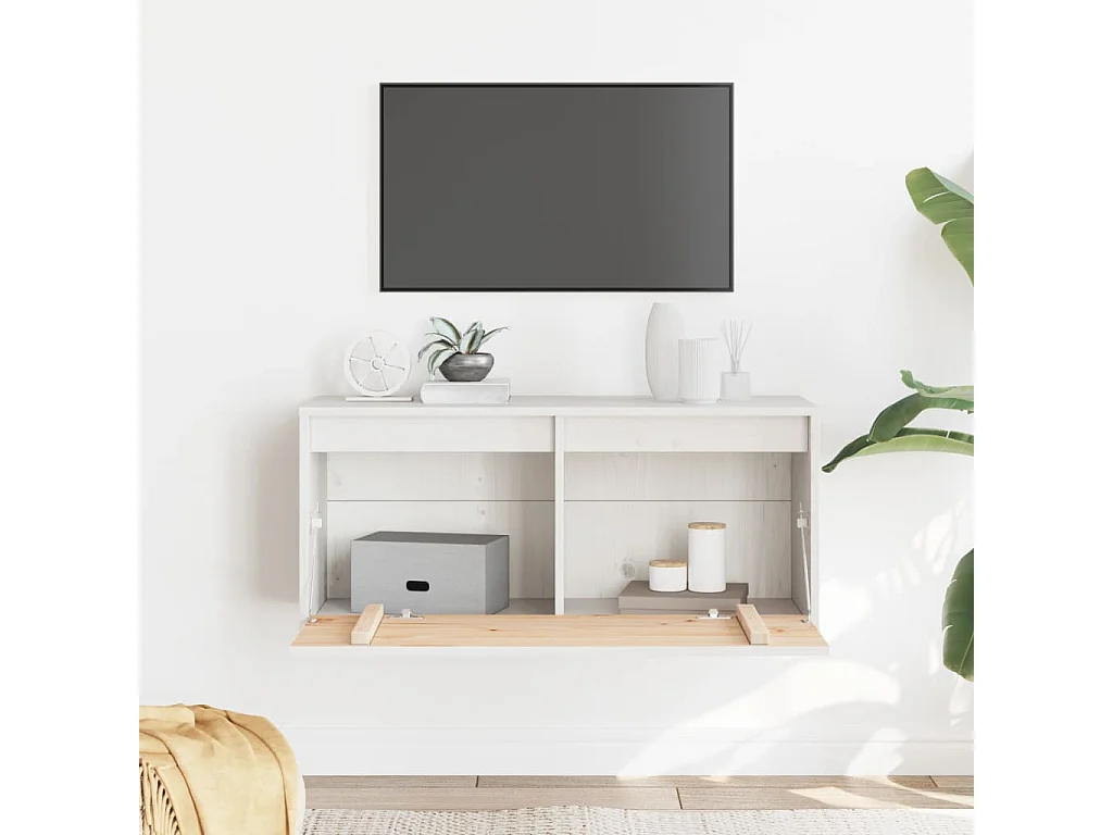 Wandschrank Weiß 80x30x35 cm Massivholz Kiefer