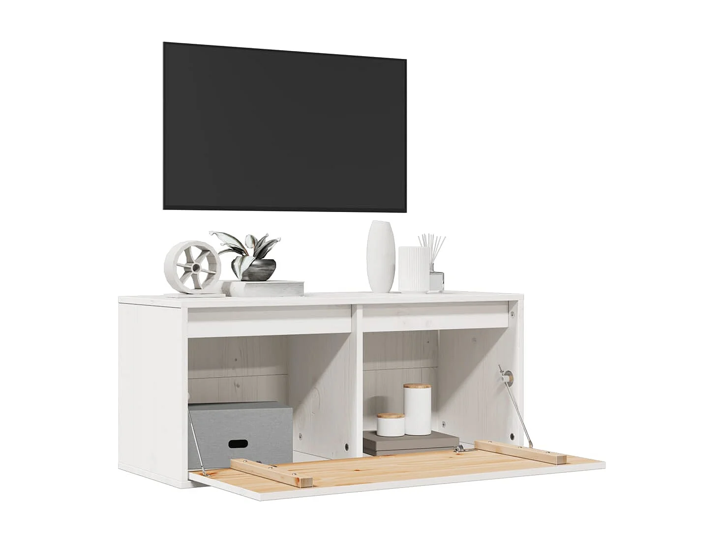 Wandschrank Weiß 80x30x35 cm Massivholz Kiefer