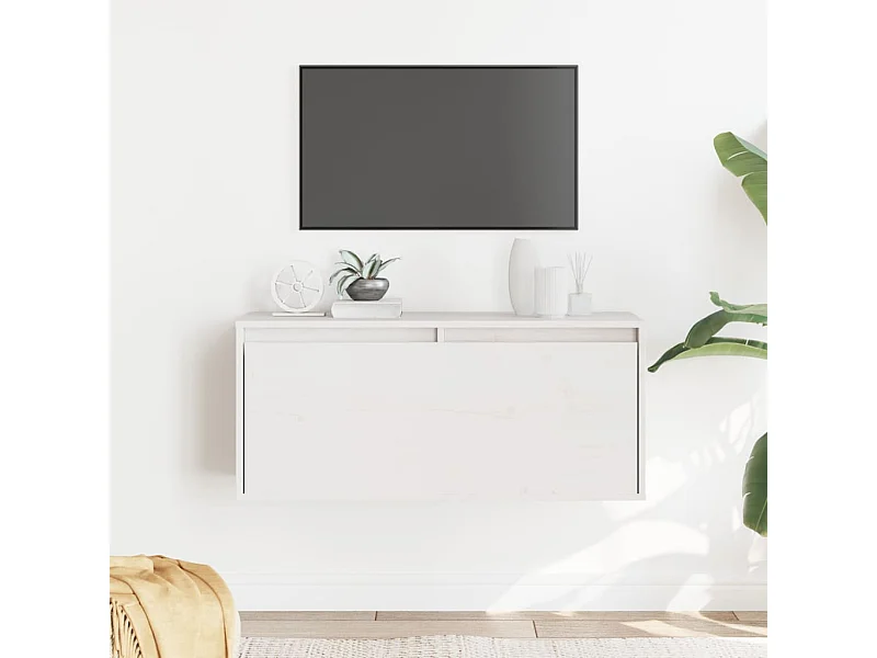 Armoire murale Blanc 80x30x35 cm Bois de pin massif