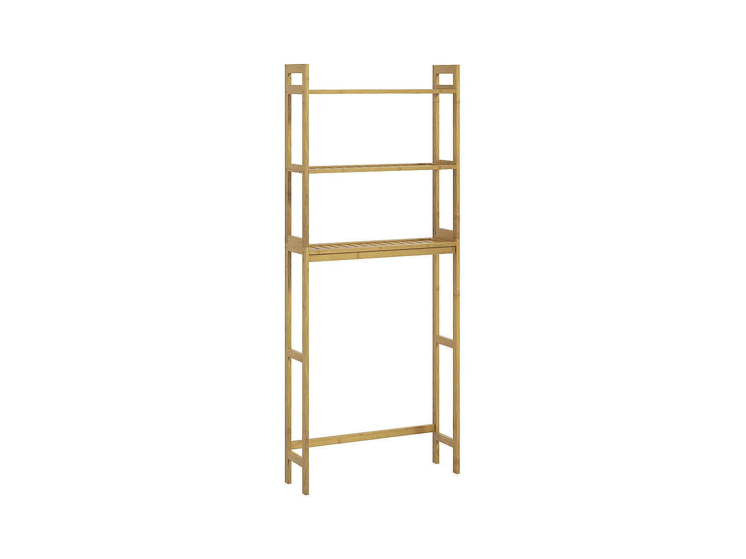 Étagère de toilette 3 niveaux en bambou, avec protection anti-basculement, bois naturel (68x20x165 cm)
