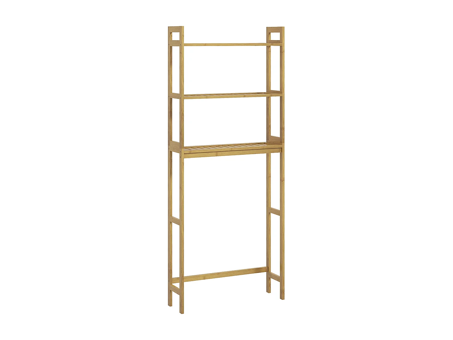 Étagère de toilette 3 niveaux en bambou, avec protection anti-basculement, bois naturel (68x20x165 cm)