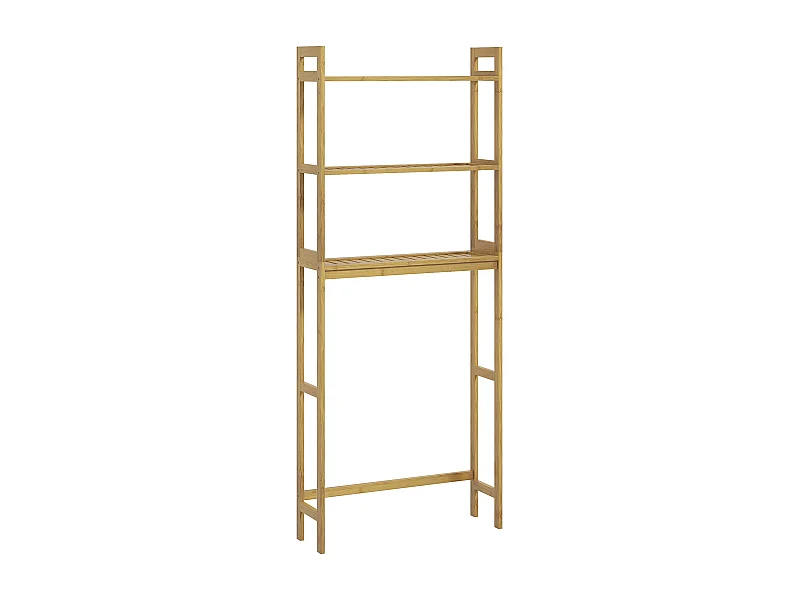 Étagère de toilette 3 niveaux en bambou, avec protection anti-basculement, bois naturel (68x20x165 cm)