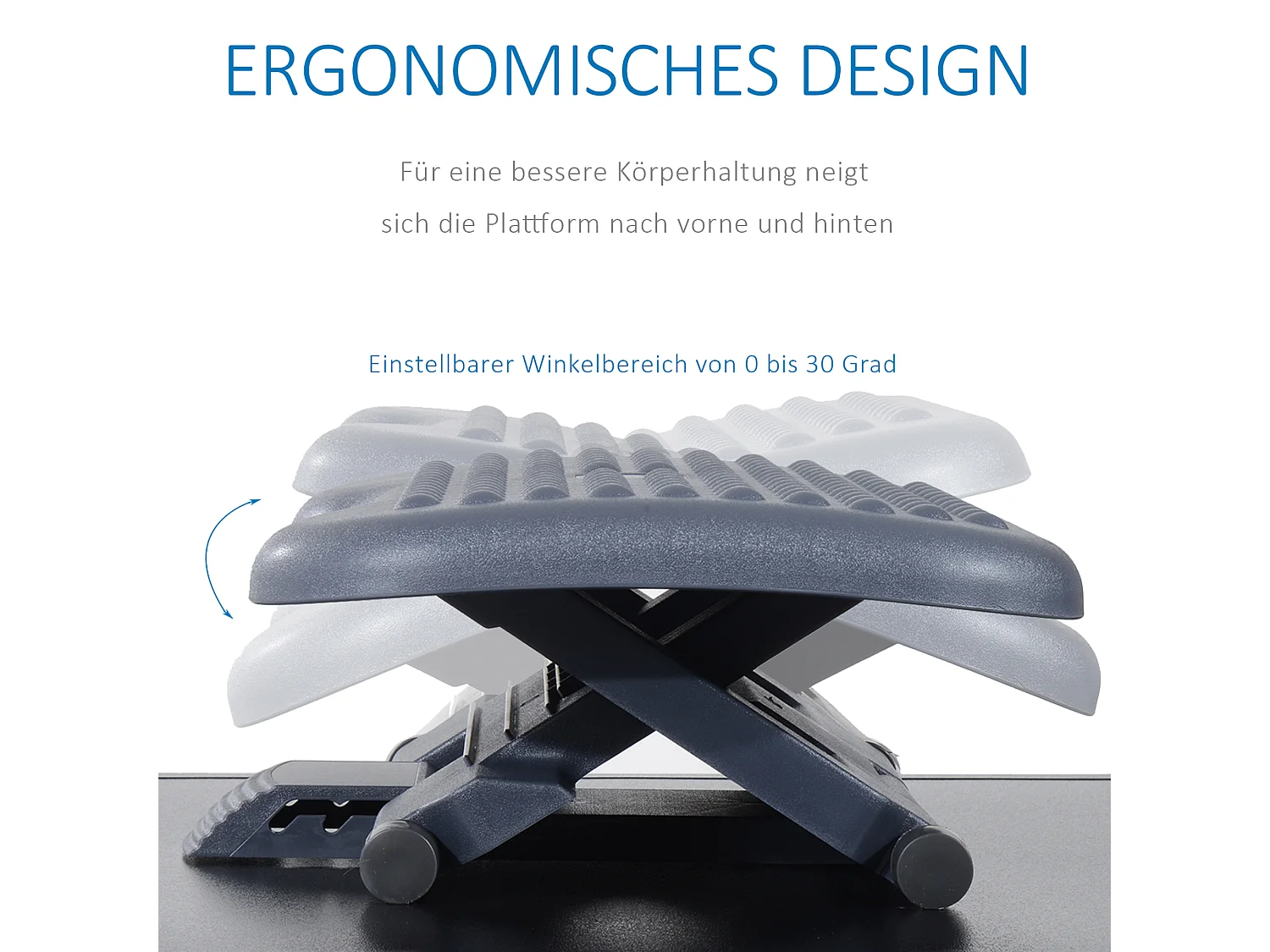 Repose-pieds ergonomique, réglable en hauteur, plastique, gris (46x35x17 cm)