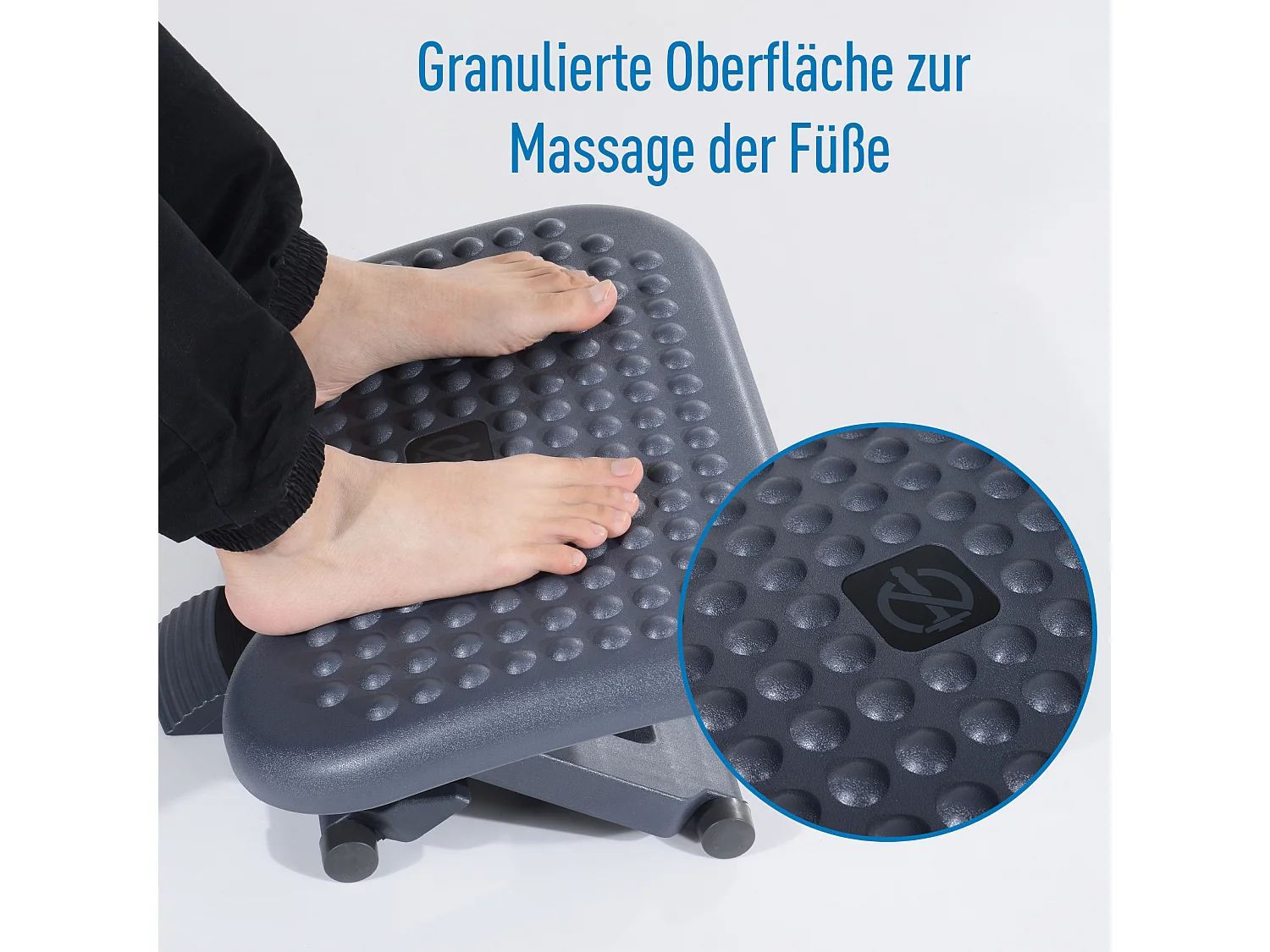 Repose-pieds ergonomique, réglable en hauteur, plastique, gris (46x35x17 cm)