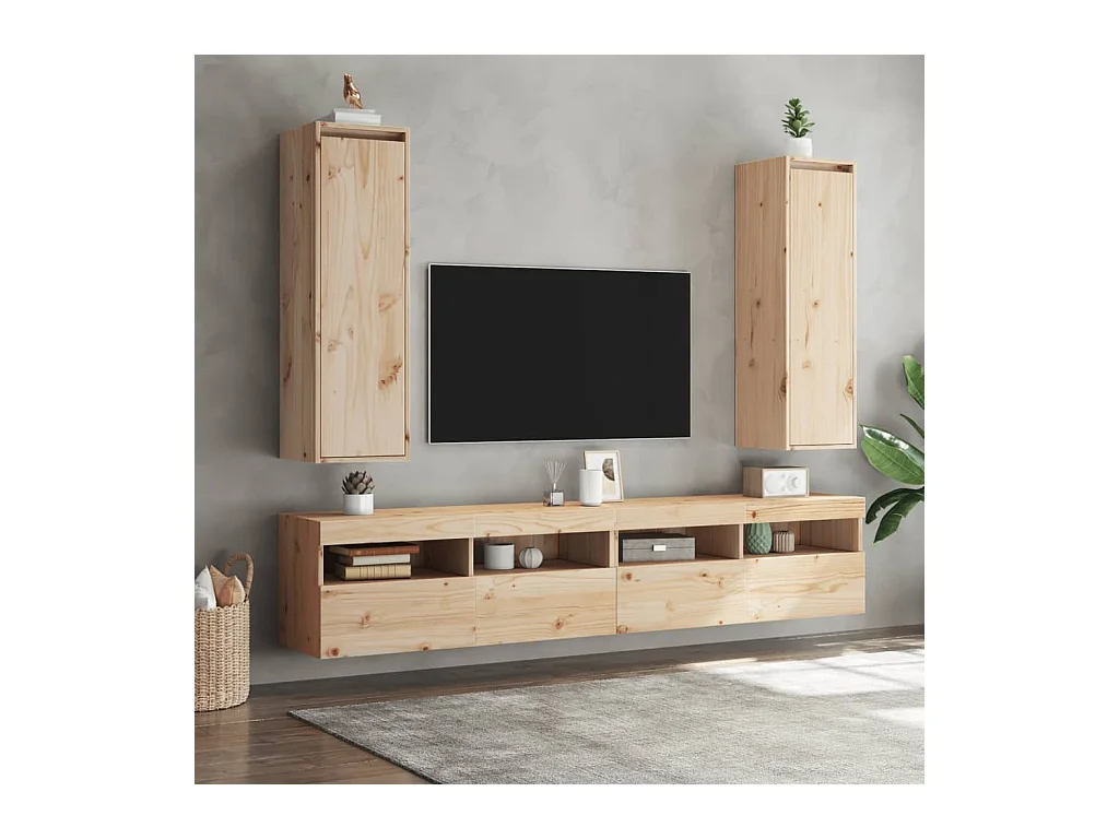 Wandkasten 2 stuks 30x30x100 cm Massief grenenhout