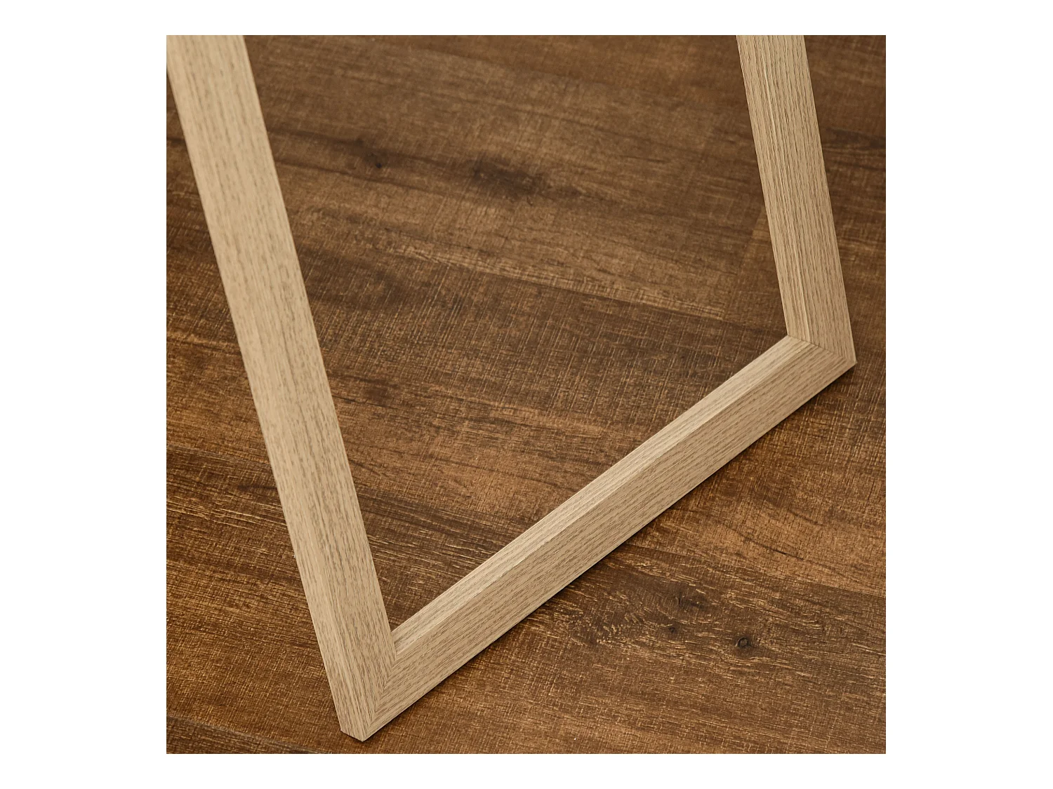 Miroir sur pied avec console effet bois, cadre MDF, argent et bois clair (40x35x147cm)