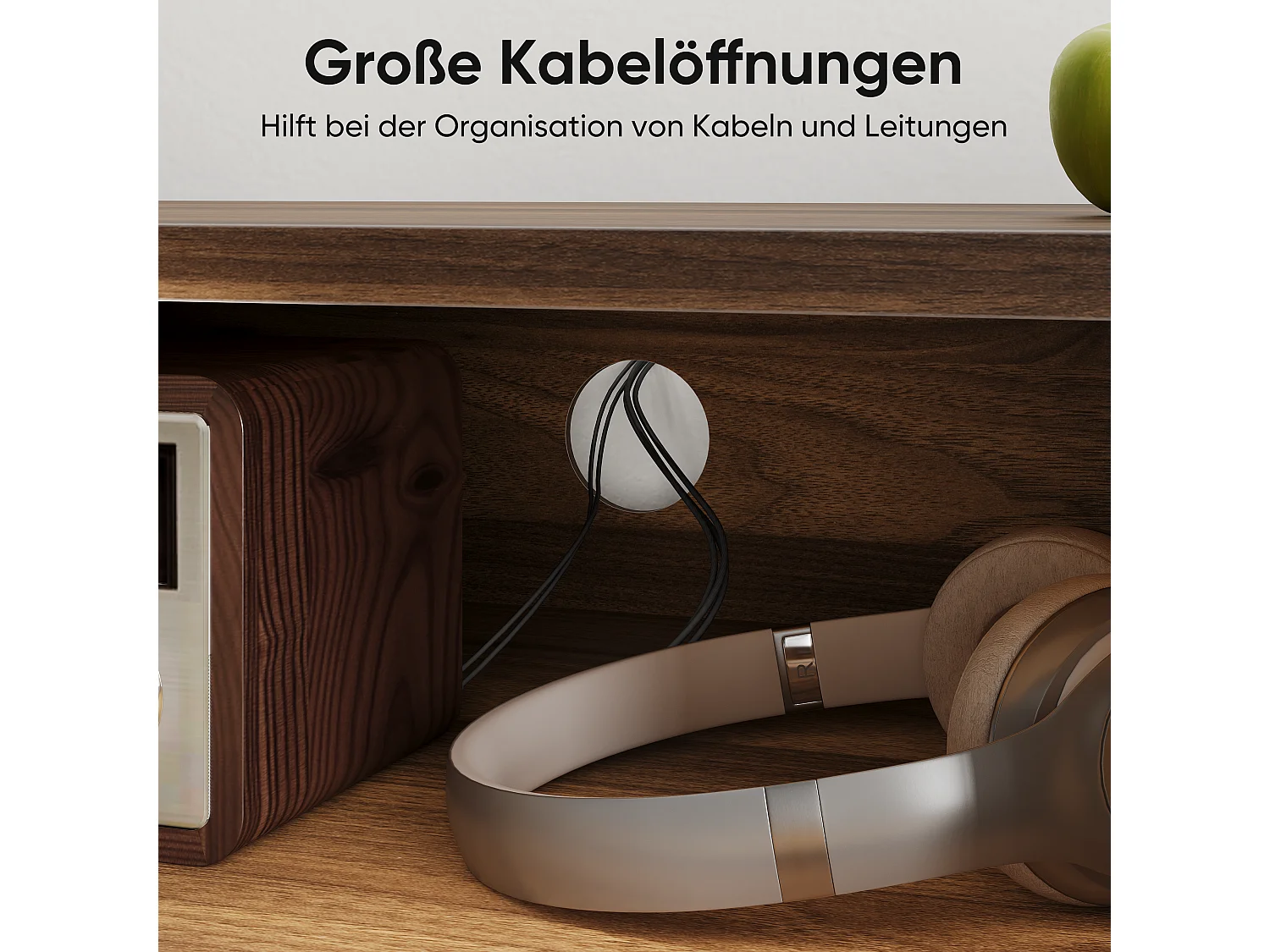 Support TV Mid-Century, 110 cm, MDF, noyer (110x40x48 cm)