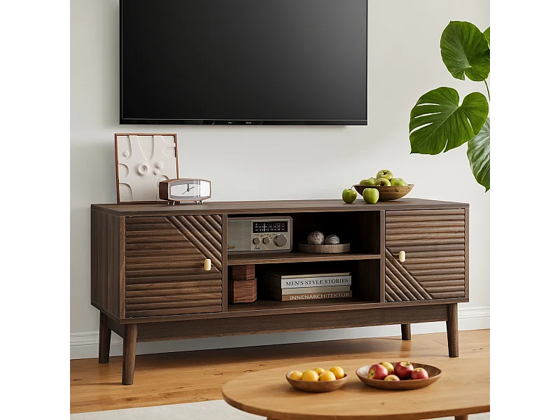 TV-steun Mid-Century, 110 cm, MDF, noyer (110x40x48 cm)