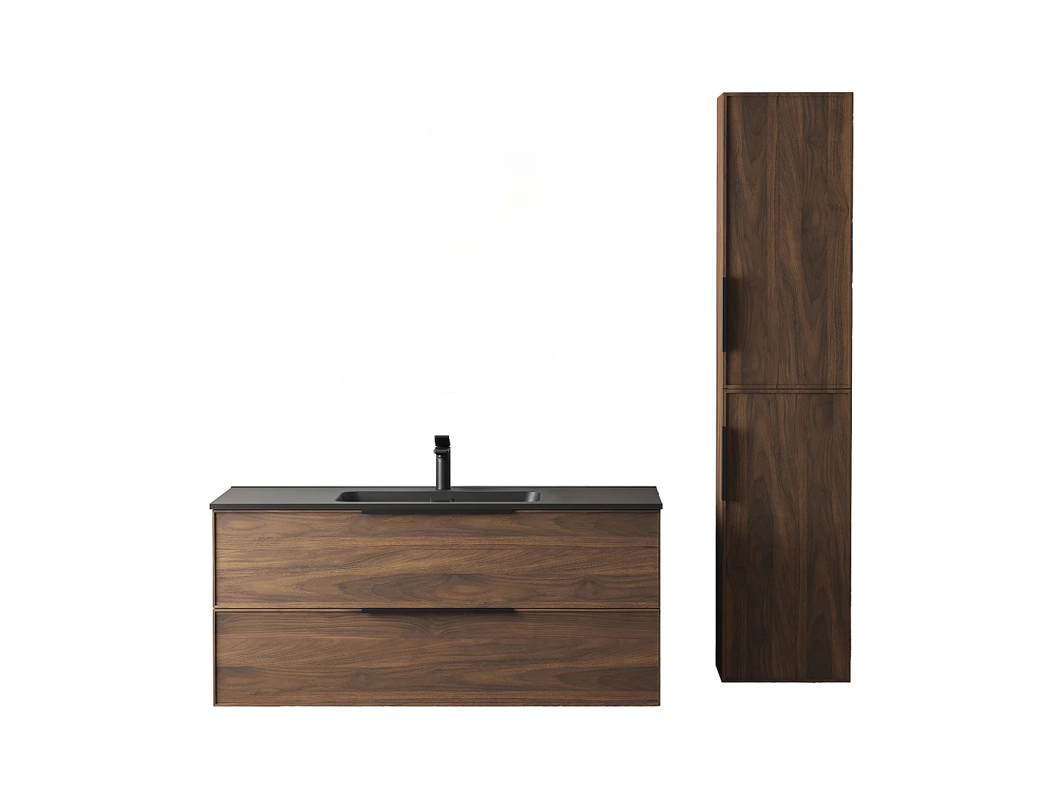 Ensemble de salle de bain 100 cm effet noyer Aquasila