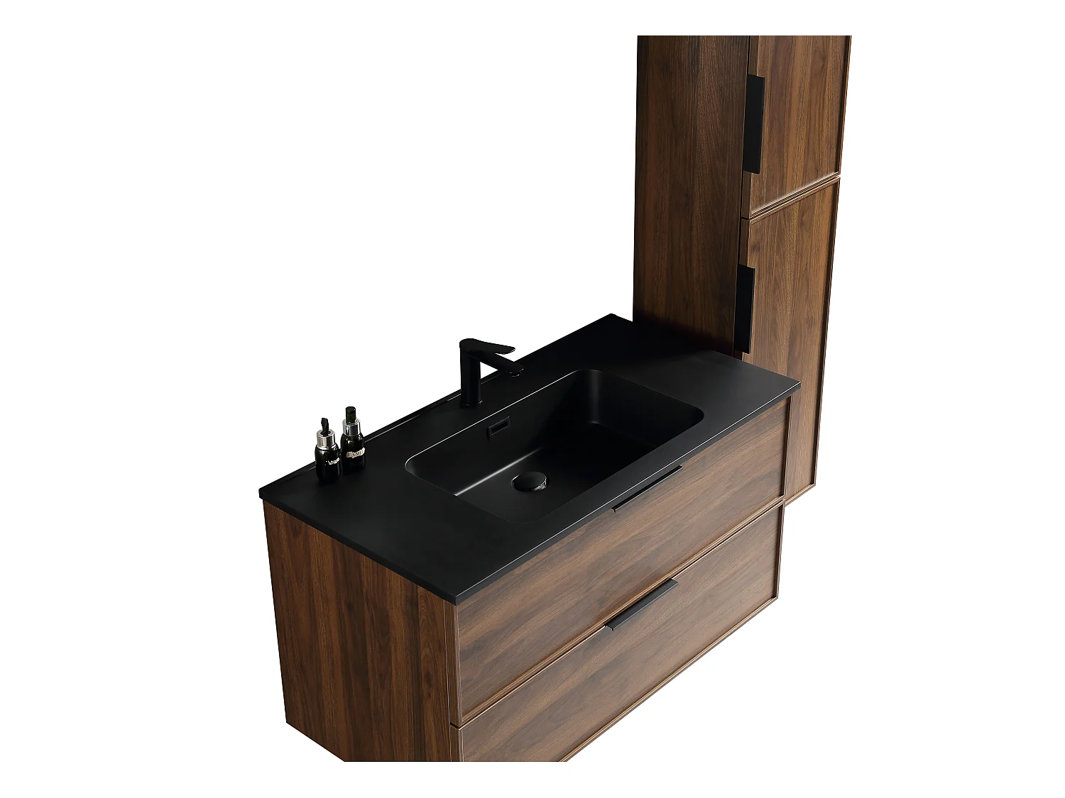 Ensemble de salle de bain 100 cm effet noyer Aquasila