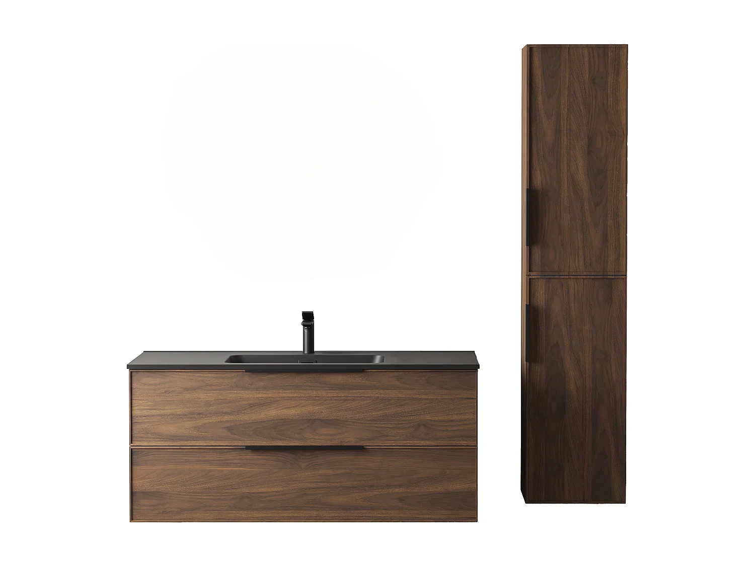 Ensemble de salle de bain 100 cm effet noyer Aquasila