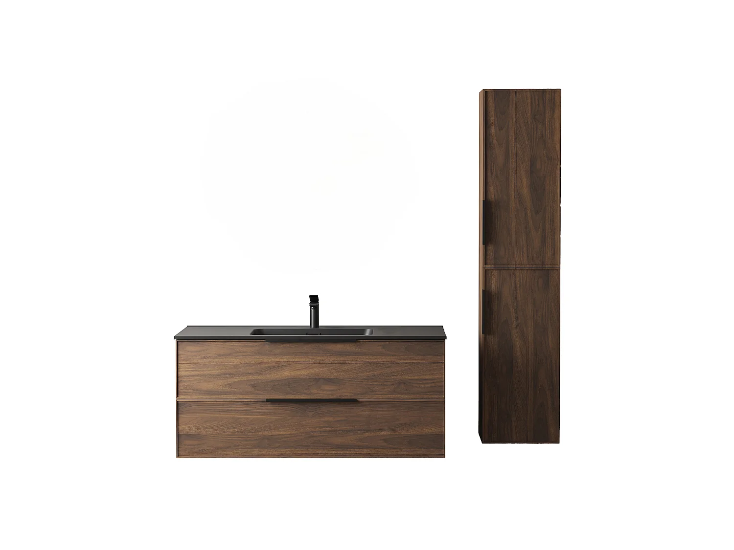Ensemble de salle de bain 100 cm effet noyer Aquasila