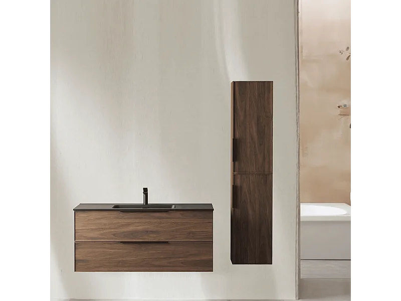 Ensemble de salle de bain 100 cm effet noyer Aquasila