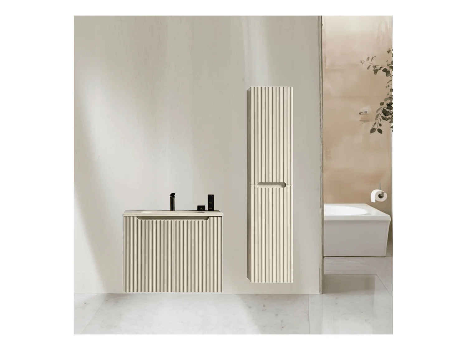 Ensemble de salle de bain 80 cm amande Aquavenus