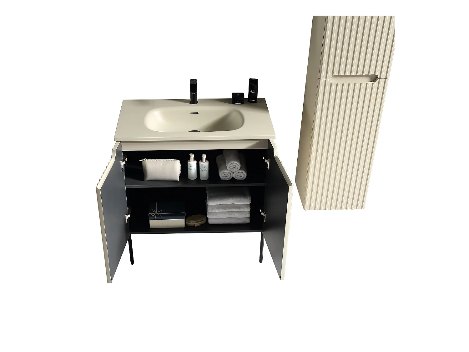 Ensemble de salle de bain 80 cm amande Aquavenus