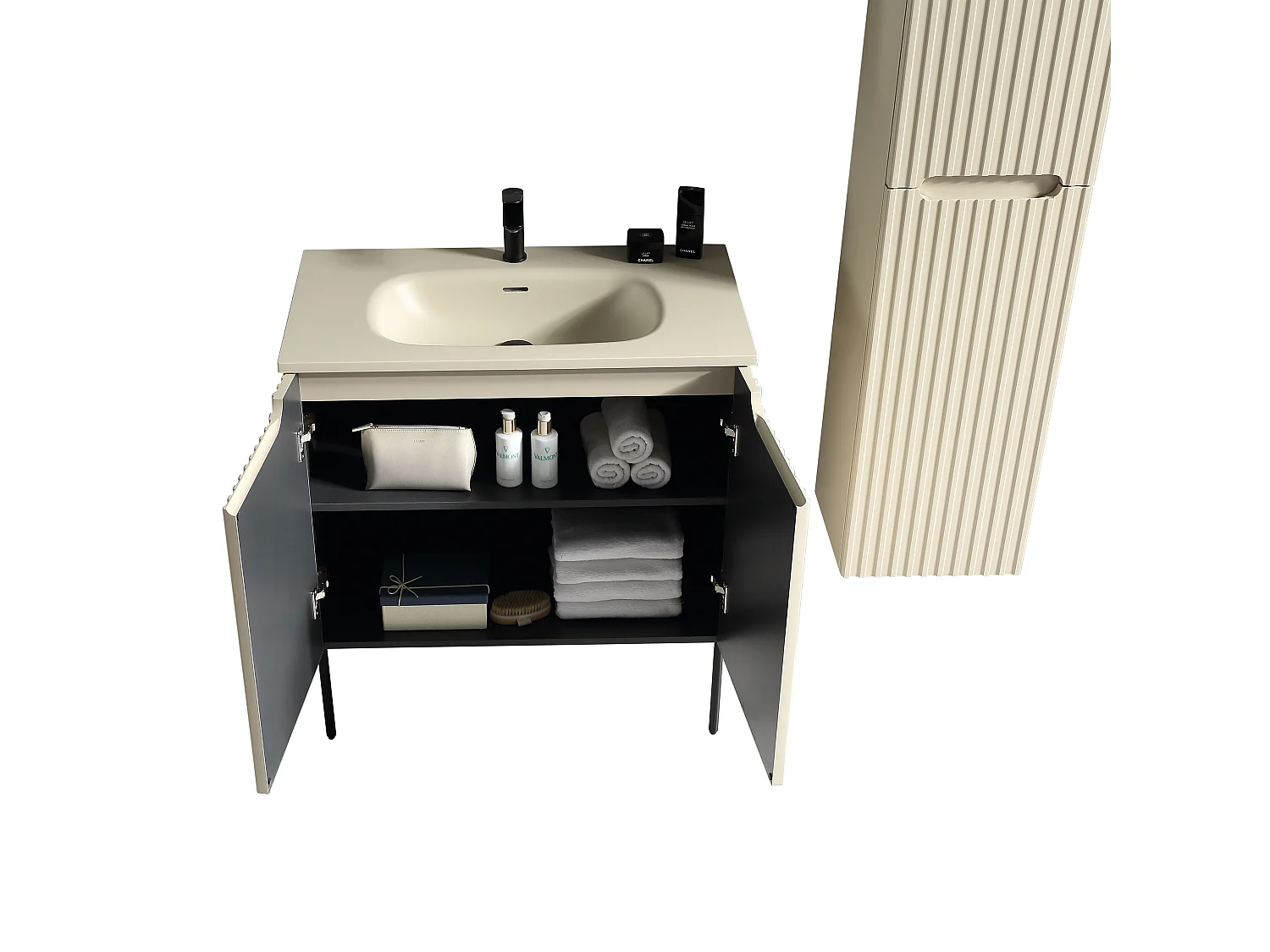 Ensemble de salle de bain 80 cm amande Aquavenus