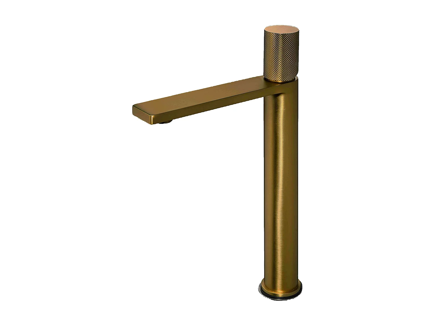 Robinet mitigeur haut salle de bain strié finition or brossé