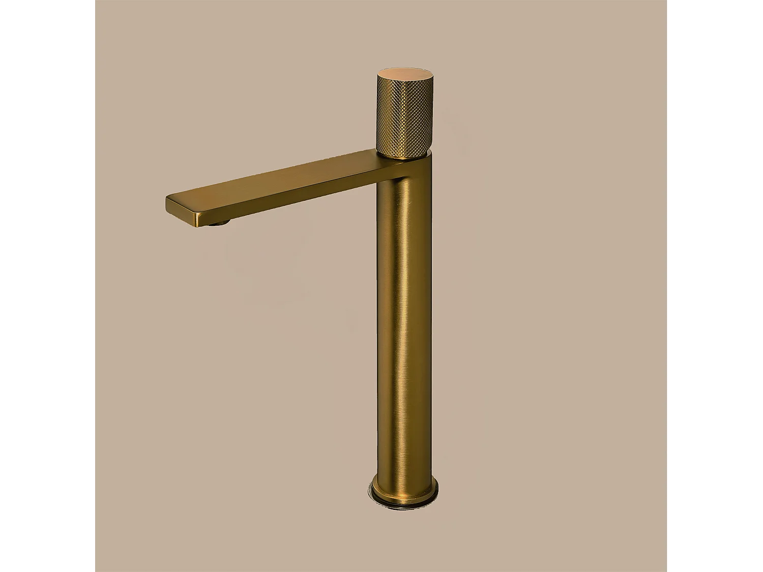 Robinet mitigeur haut salle de bain strié finition or brossé