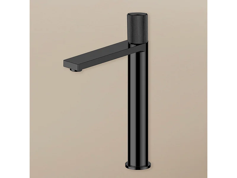 Robinet mitigeur haut strié noir mat