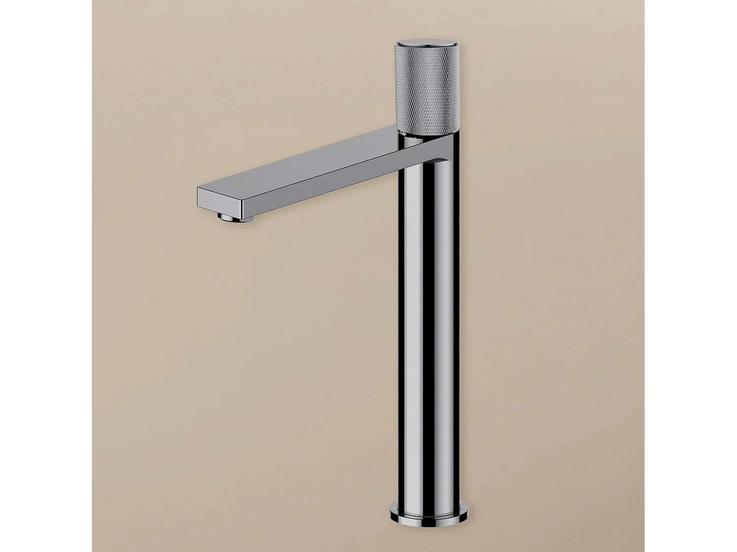 Mitigeur haut salle de bain strié finition métal