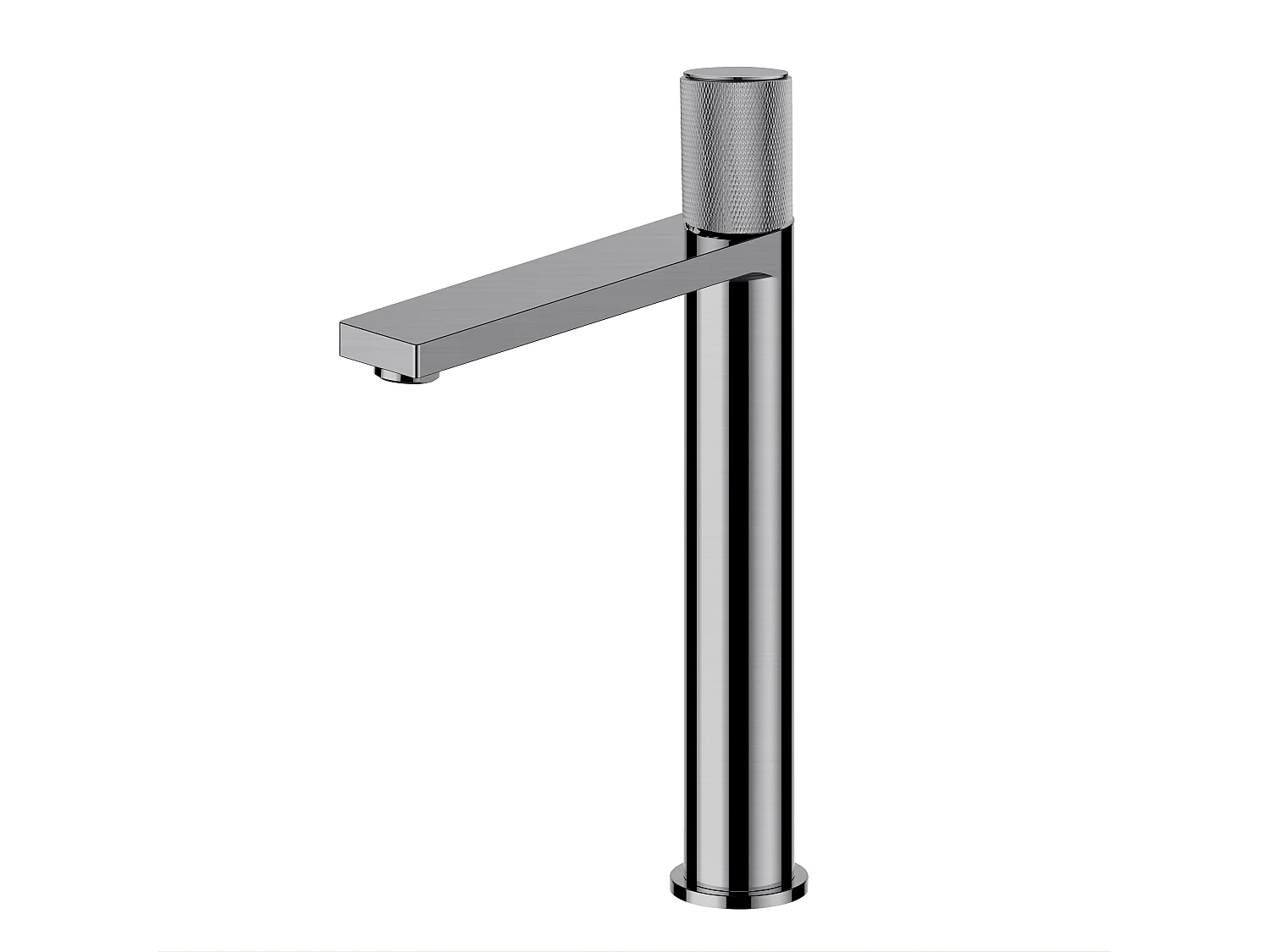 Mitigeur haut salle de bain strié finition métal