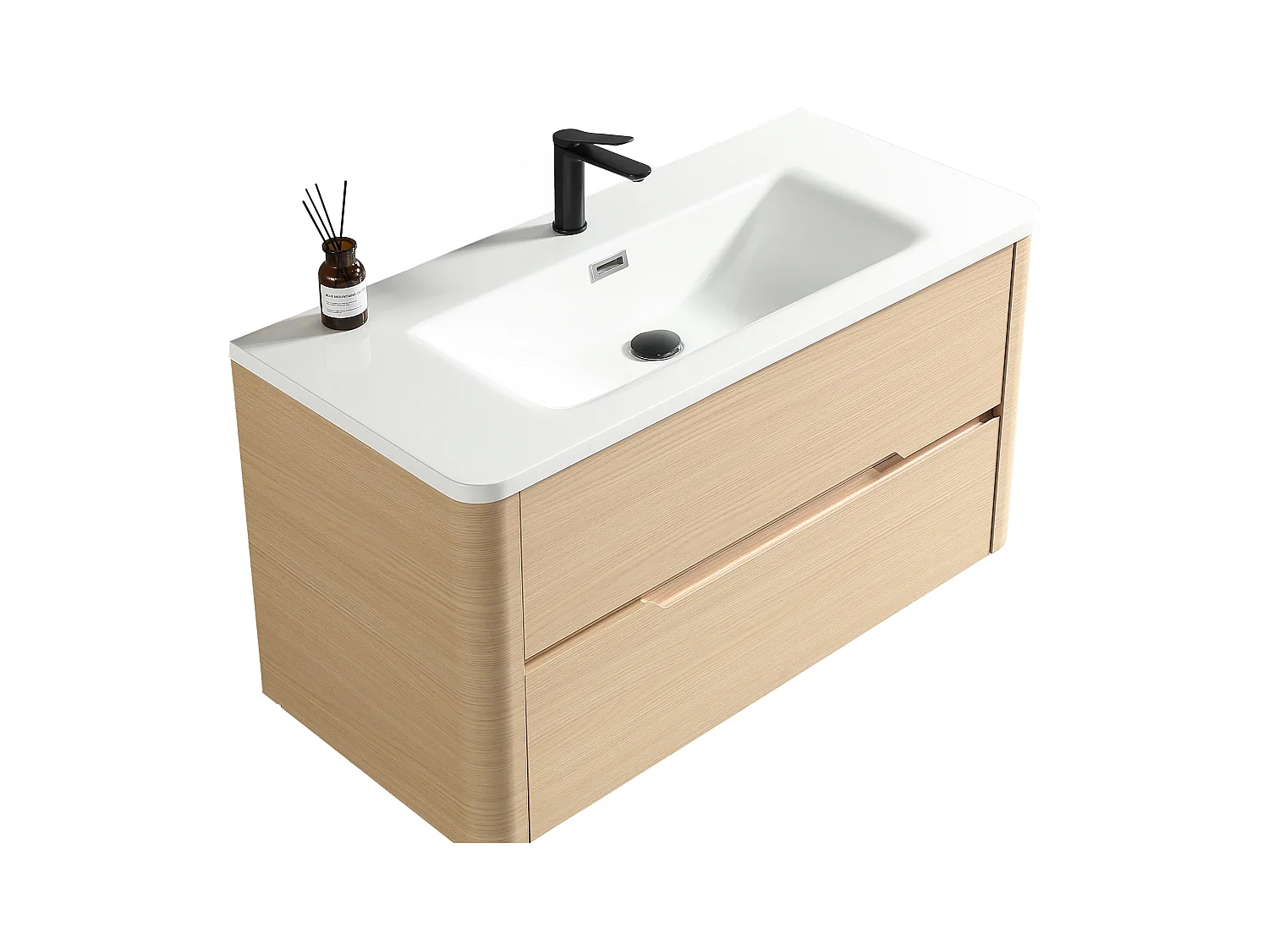 Meuble de salle de bain avec vasque 100 cm effet chêne naturel Aquabale