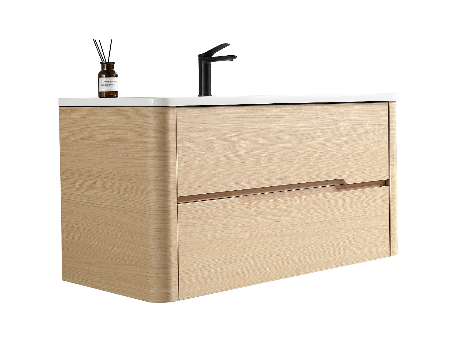 Meuble de salle de bain avec vasque 100 cm effet chêne naturel Aquabale