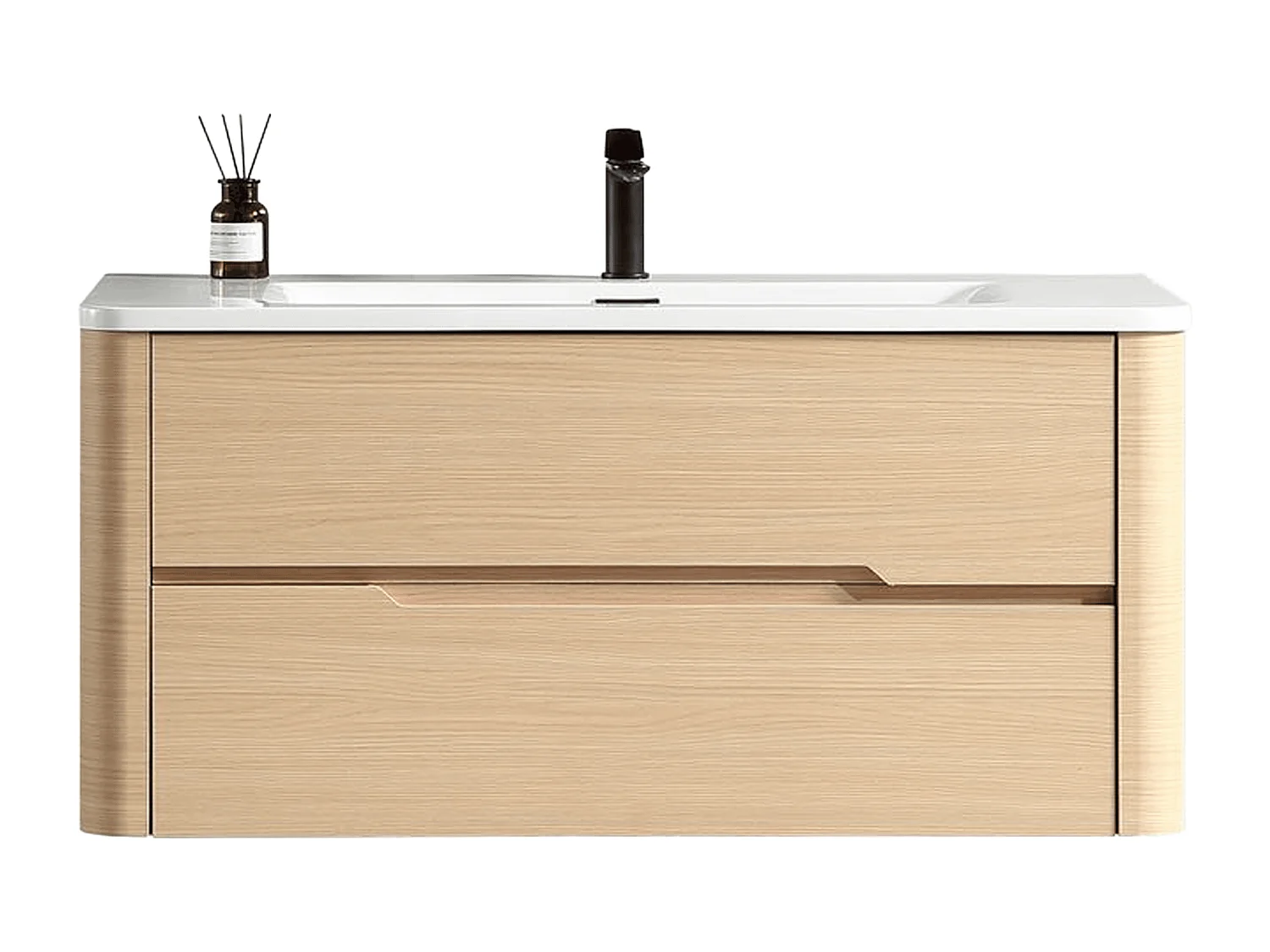 Meuble de salle de bain avec vasque 100 cm effet chêne naturel Aquabale