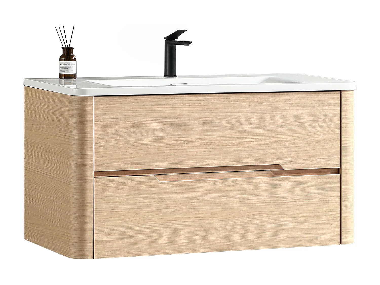 Meuble de salle de bain avec vasque 100 cm effet chêne naturel Aquabale