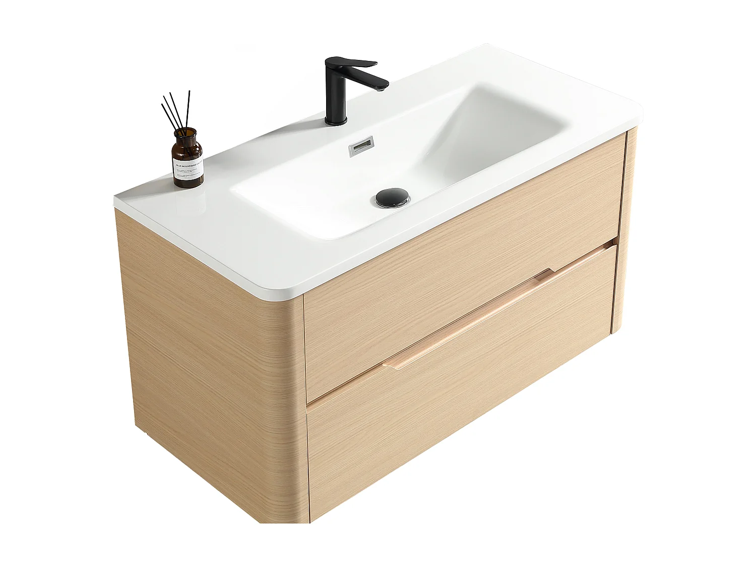 Meuble de salle de bain avec vasque 100 cm effet chêne naturel Aquabale