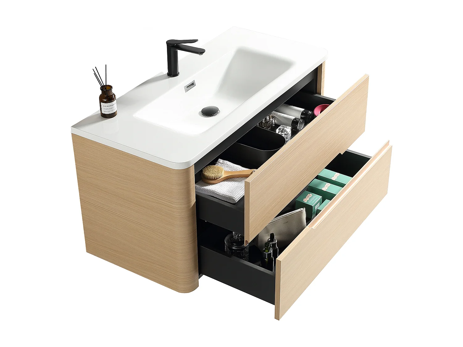 Meuble de salle de bain avec vasque 100 cm effet chêne naturel Aquabale