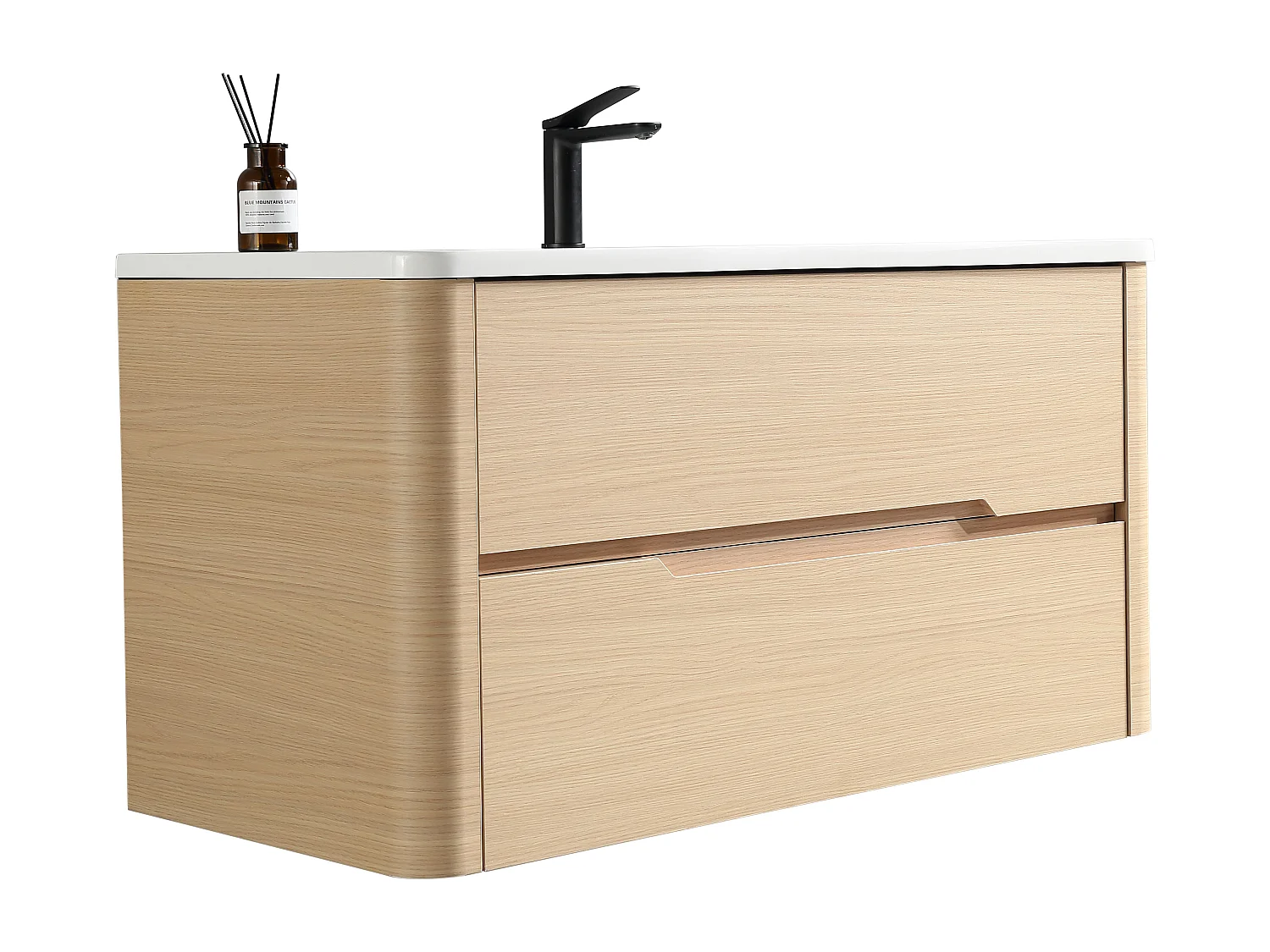 Meuble de salle de bain avec vasque 100 cm effet chêne naturel Aquabale