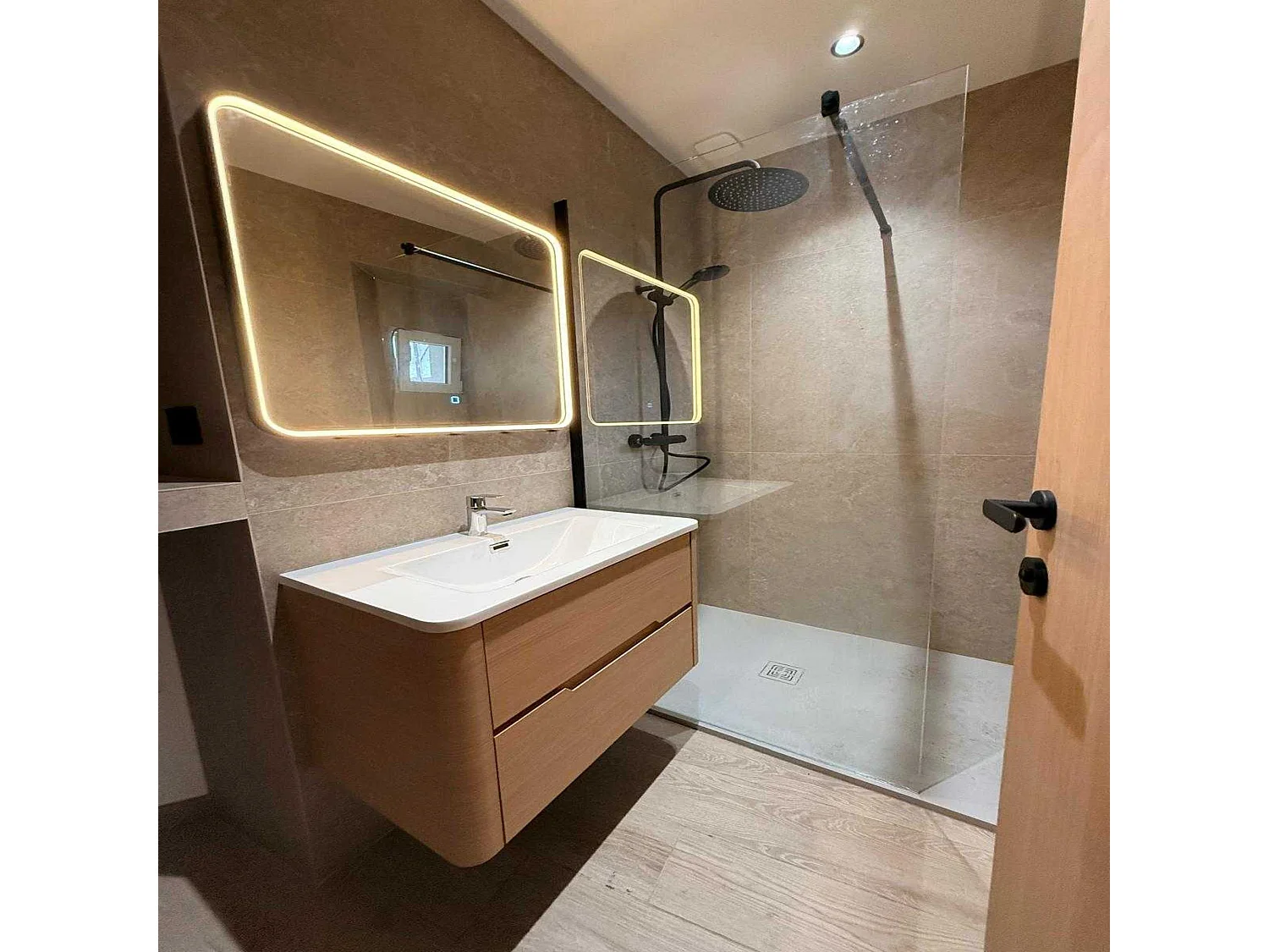 Meuble de salle de bain avec vasque 100 cm effet chêne naturel Aquabale