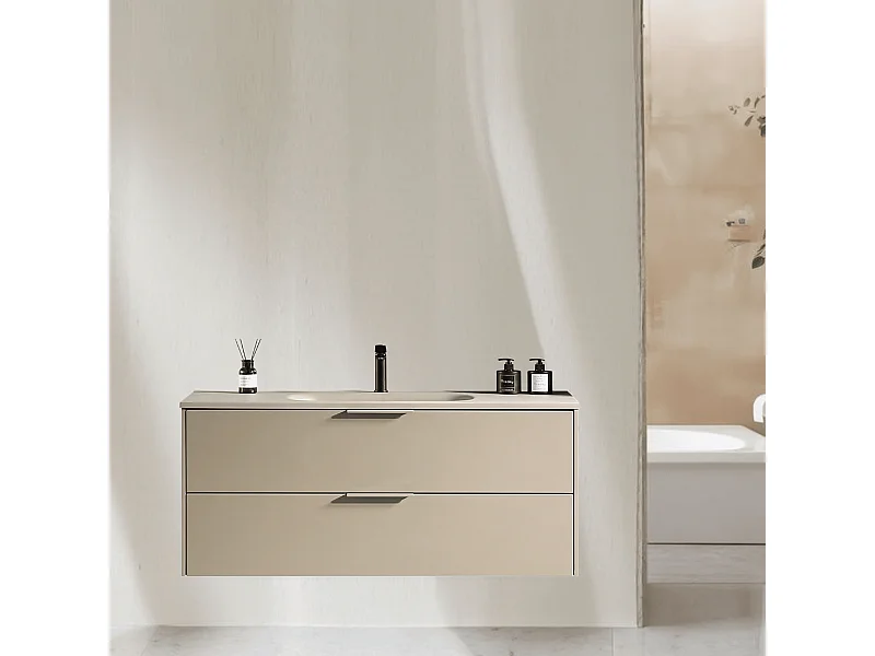 Meuble de salle bain avec vasque aspect lichen 120 cm Aquamila