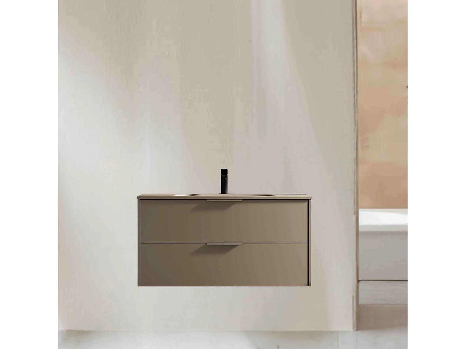 Meuble de salle bain avec vasque aspect lichen 120 cm Aquamila