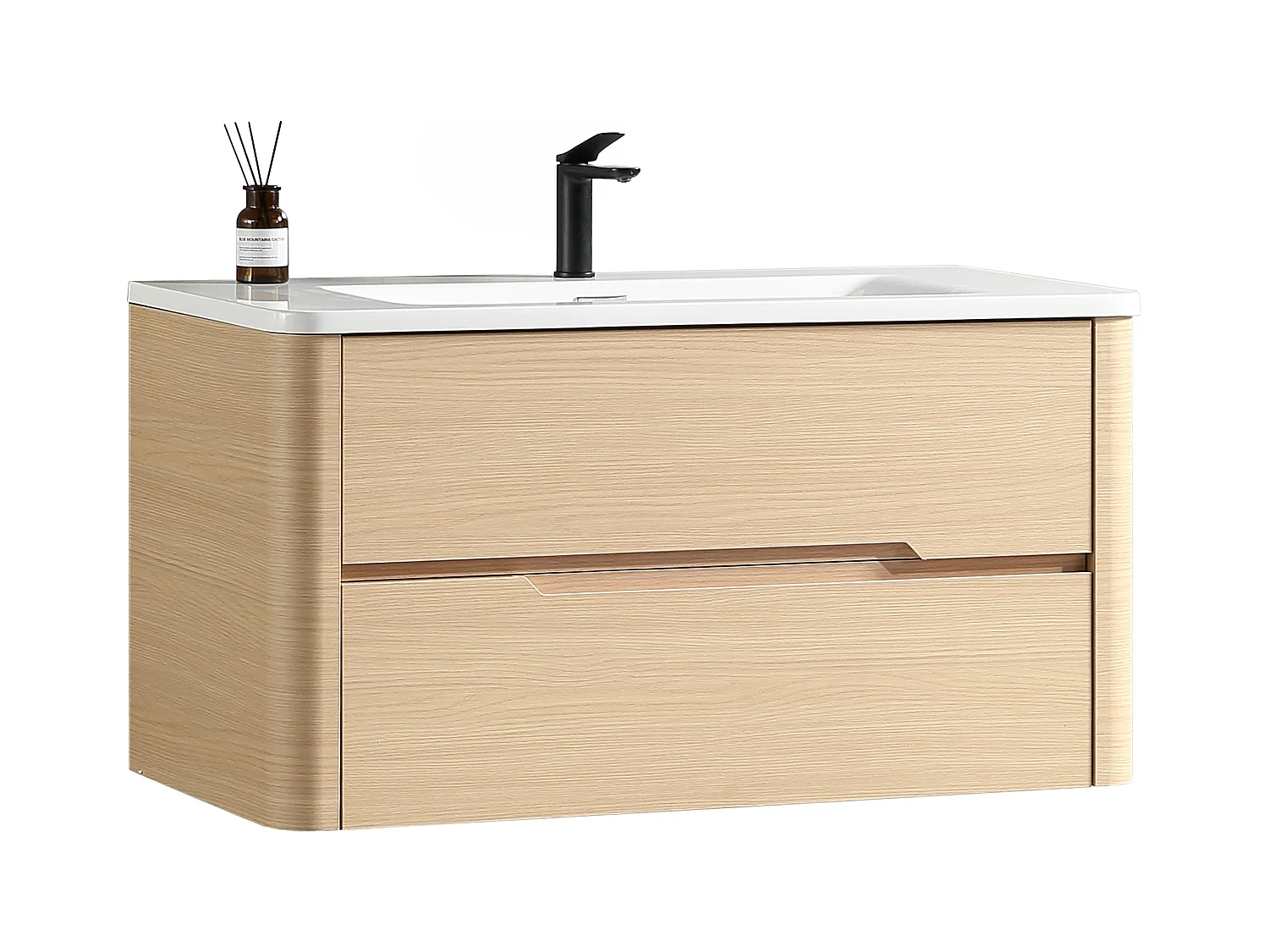 Meuble de salle de bain avec vasque 80 cm effet chêne naturel Aquabale