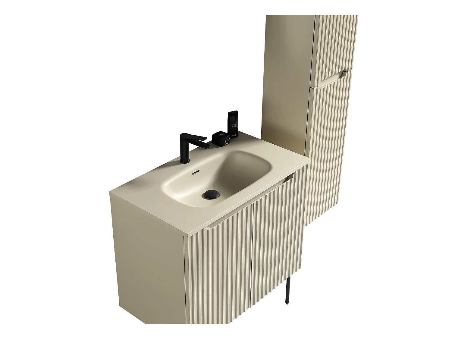 Meuble de salle de bain avec vasque 80 cm amande Aquavenus