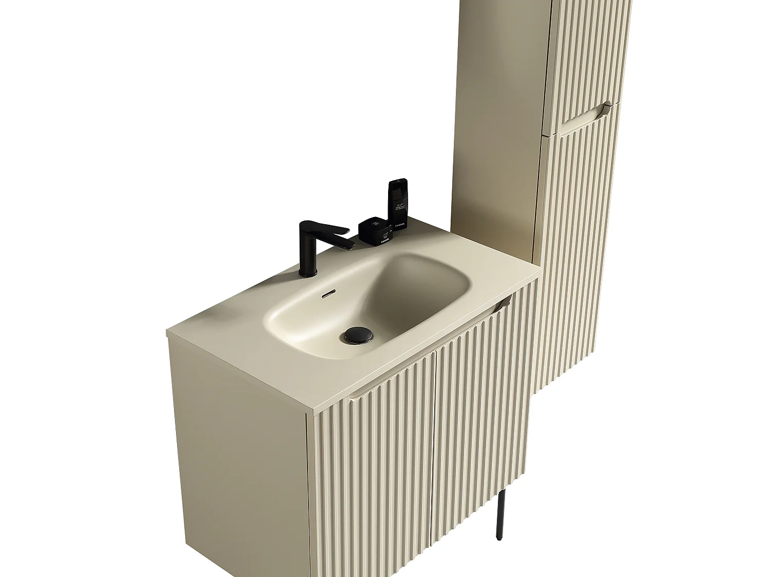 Meuble de salle de bain avec vasque 80 cm amande Aquavenus