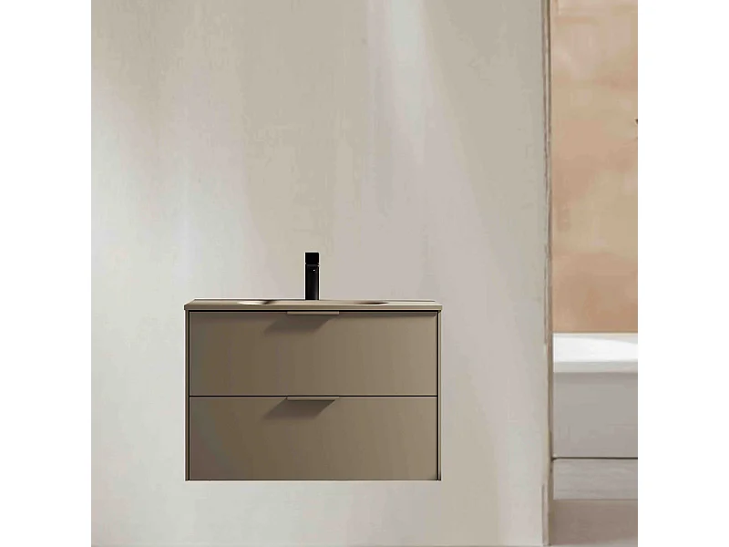 Meuble de salle de bain avec vasque aspect lichen 80 cm Aquamila