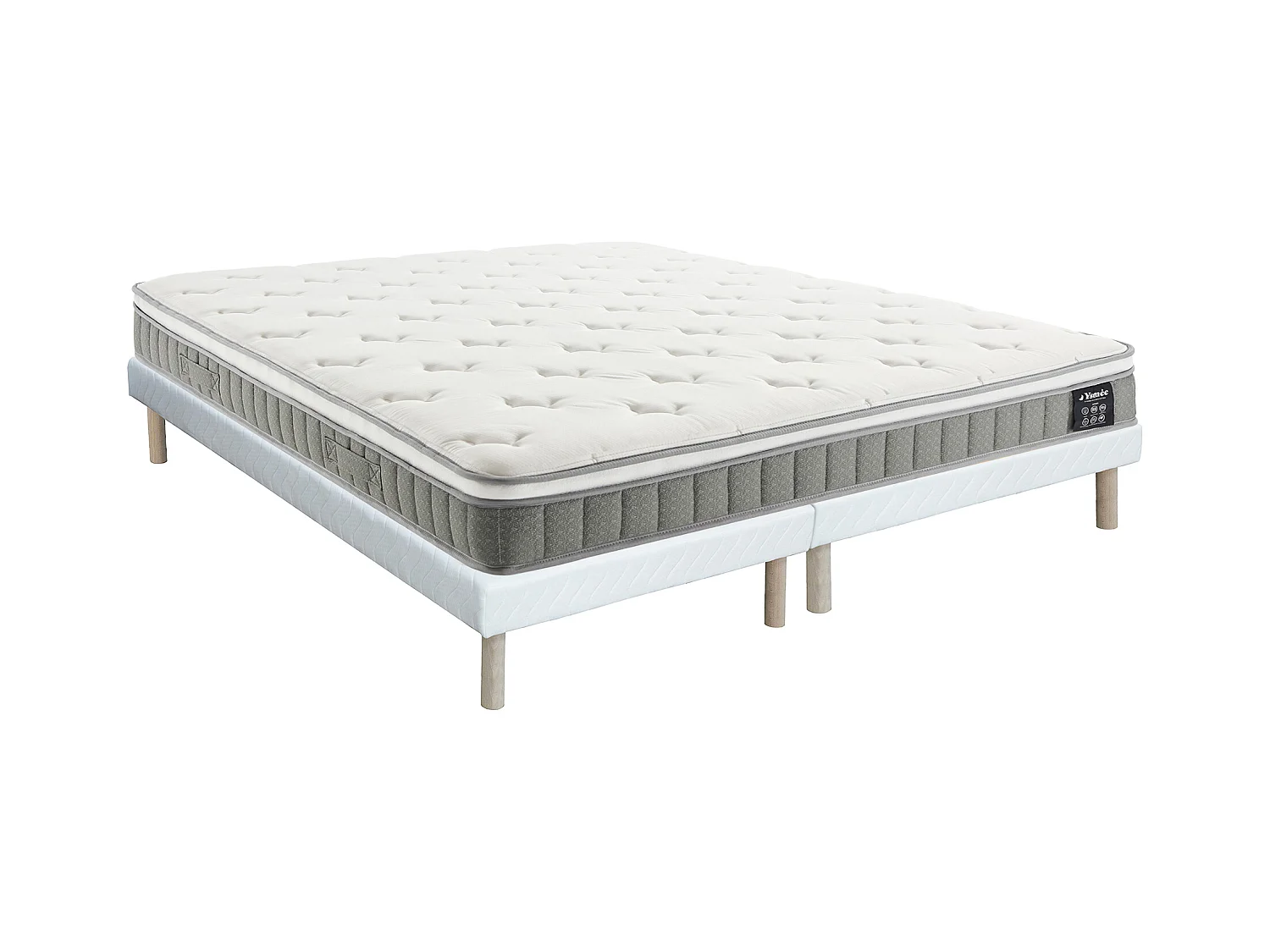 Ensemble 180 x 200 cm sommier tapissier + matelas ressorts ensachés et accueil mémoire de forme ép.21cm - VITOGO de YSMÉE