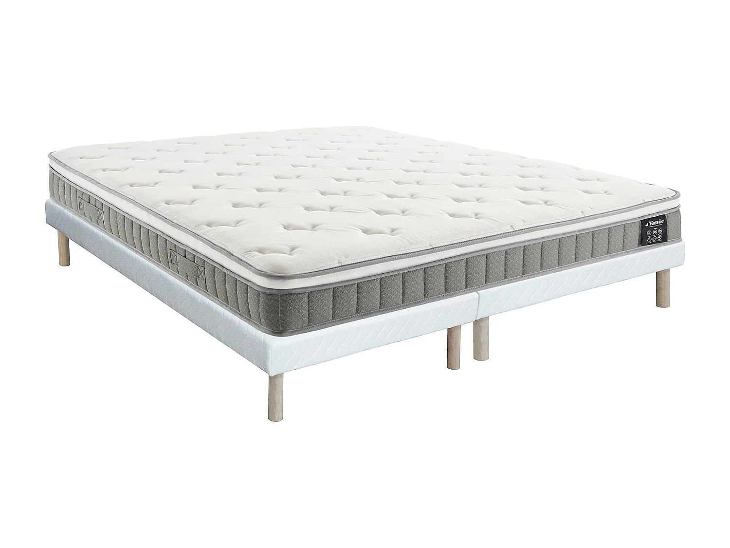 Ensemble 180 x 200 cm sommier tapissier + matelas ressorts ensachés et accueil mémoire de forme ép.21cm - VITOGO de YSMÉE